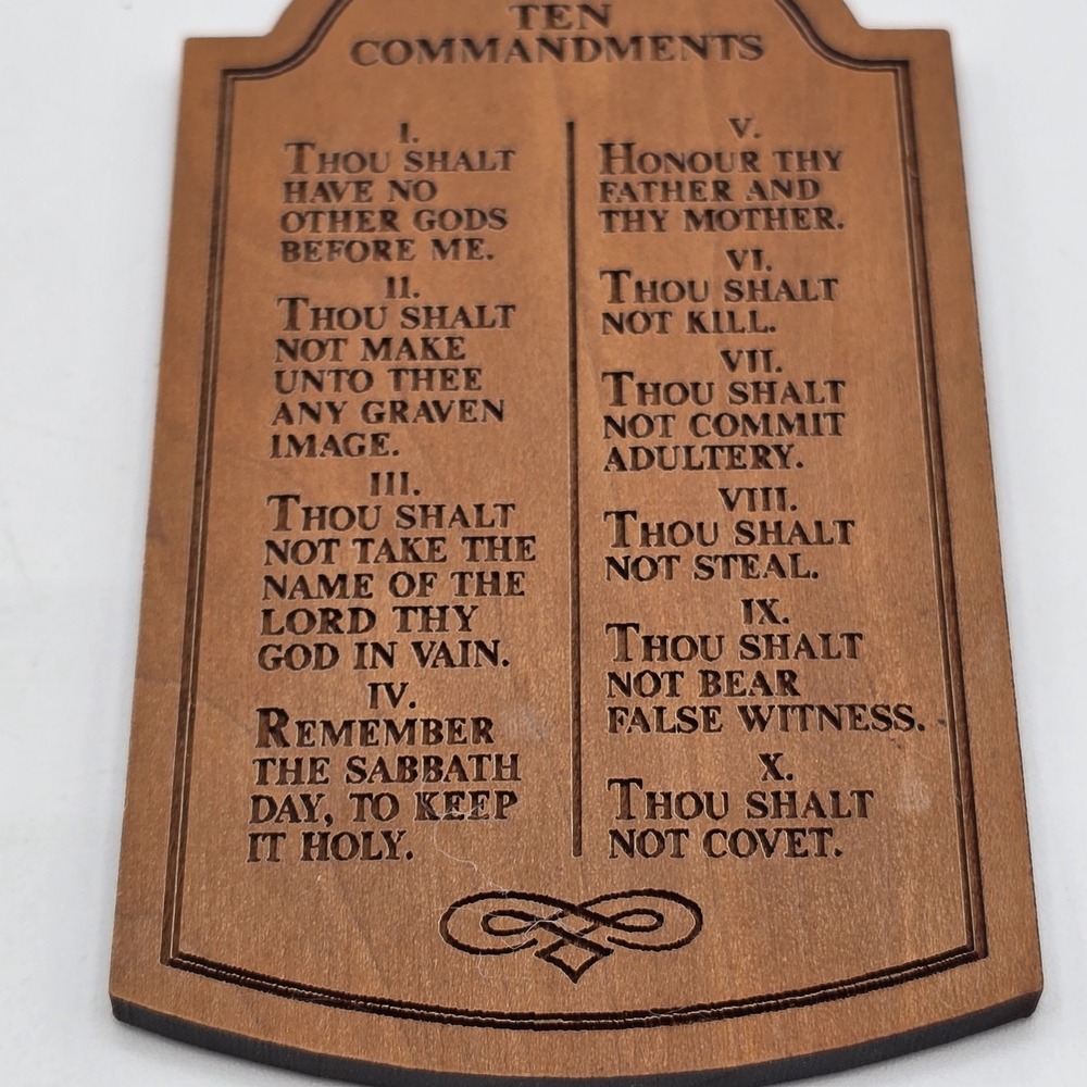 The Ten Commandments Wooden Wood Fridge Magnet Vtg - Picture 2 of 8